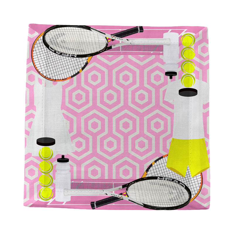 Tennis Anyone Cotton Sateen Cocktail Napkins, Pink White