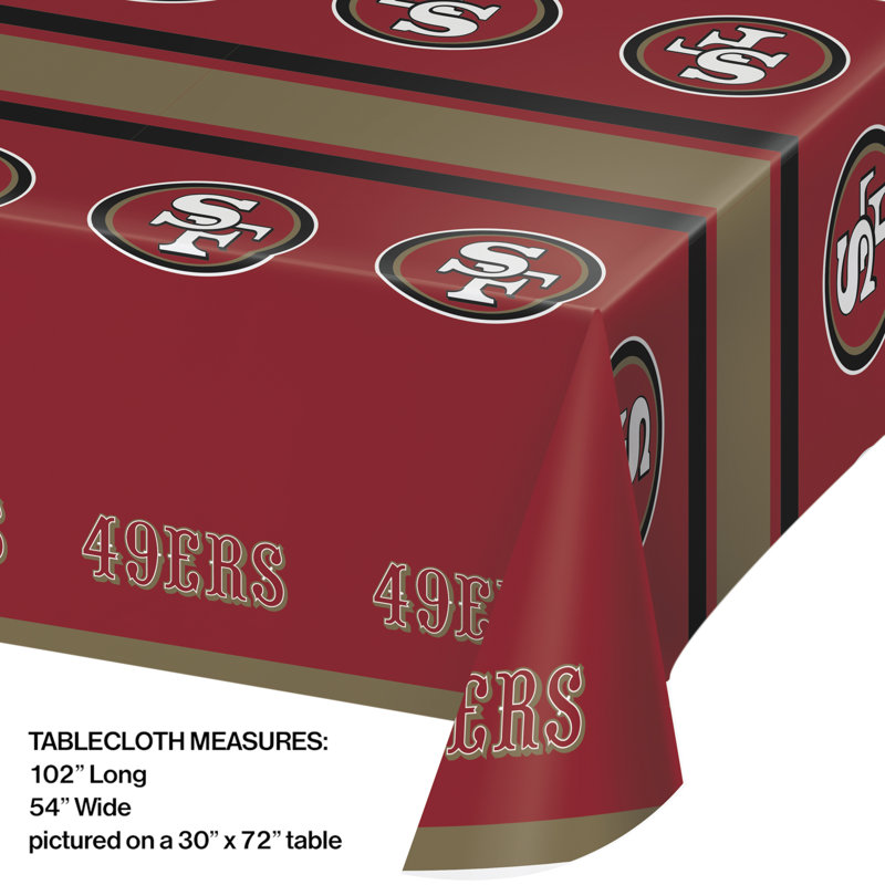 San Francisco 49ers Red Plastic Tablecloth Set, 54" x 108"
