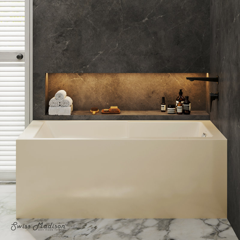 Baignoire de coin Claire, Oui, Bisque brillante