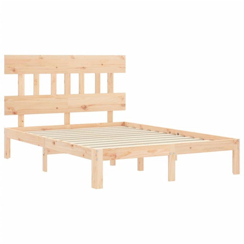 Bed Frame with Headboard, Brown, European Double (140 x 200cm)