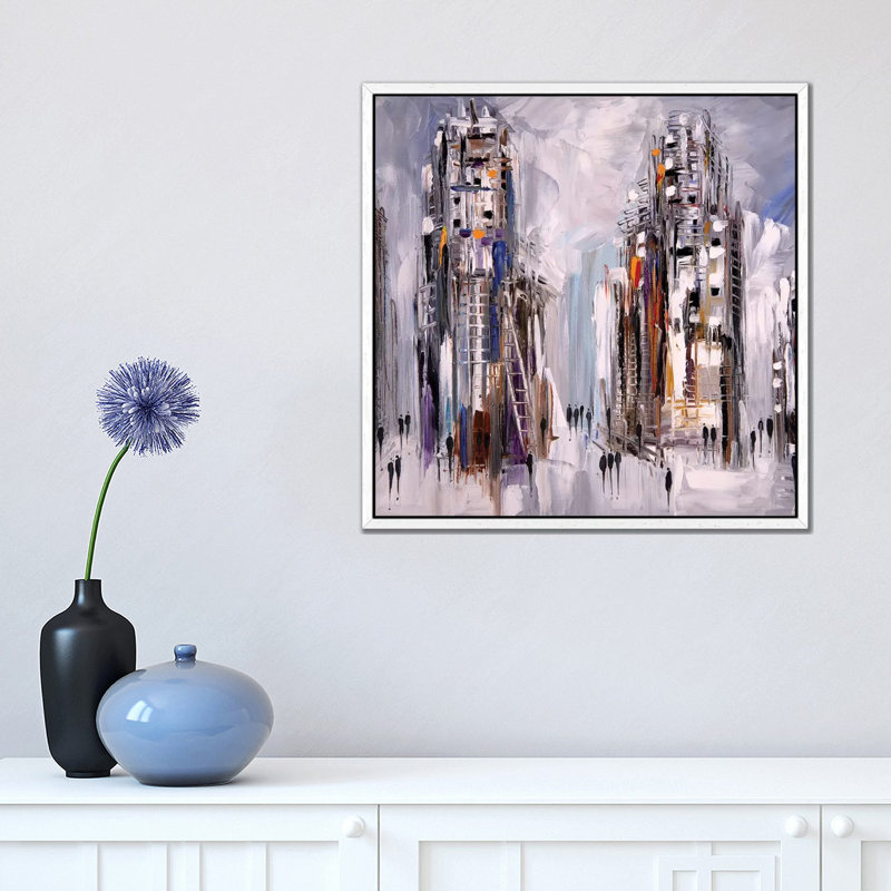 Streets 1 Piece Painting on Canvas, 45.72 cm H x 45.72 cm W, White Framed