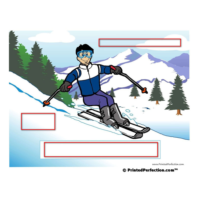 Personalized Skier, Snow - Male Small Spinning Key Chain, Yes