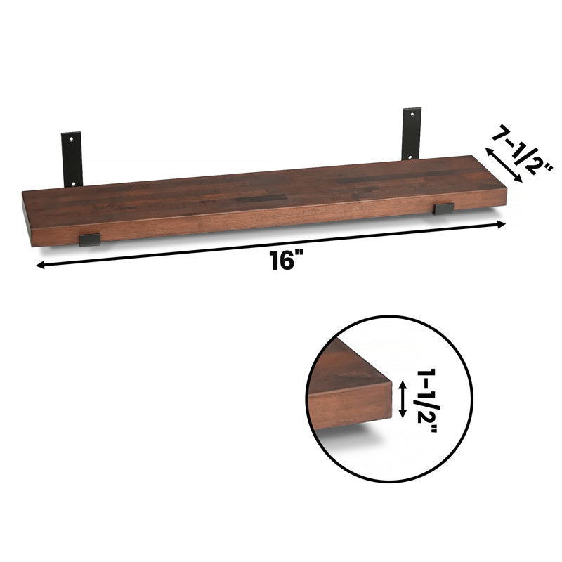Floating Shelf, 1.5" H x 16" W x 7.5" D