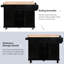 Îlot de cuisine avec rangement et armoire en métal - porte roulante noire à 5 roulettes-121076841