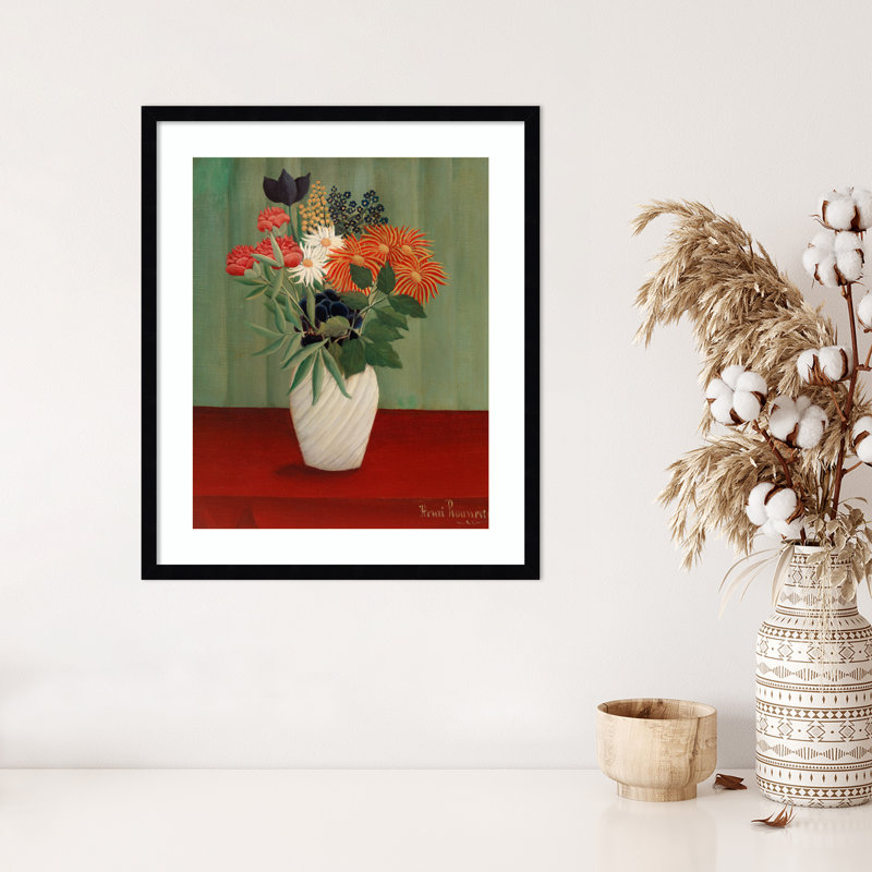 "Bouquet de fleurs" par Henri Rousseau, Noir, H 25 po x l 21 po x P 1 po