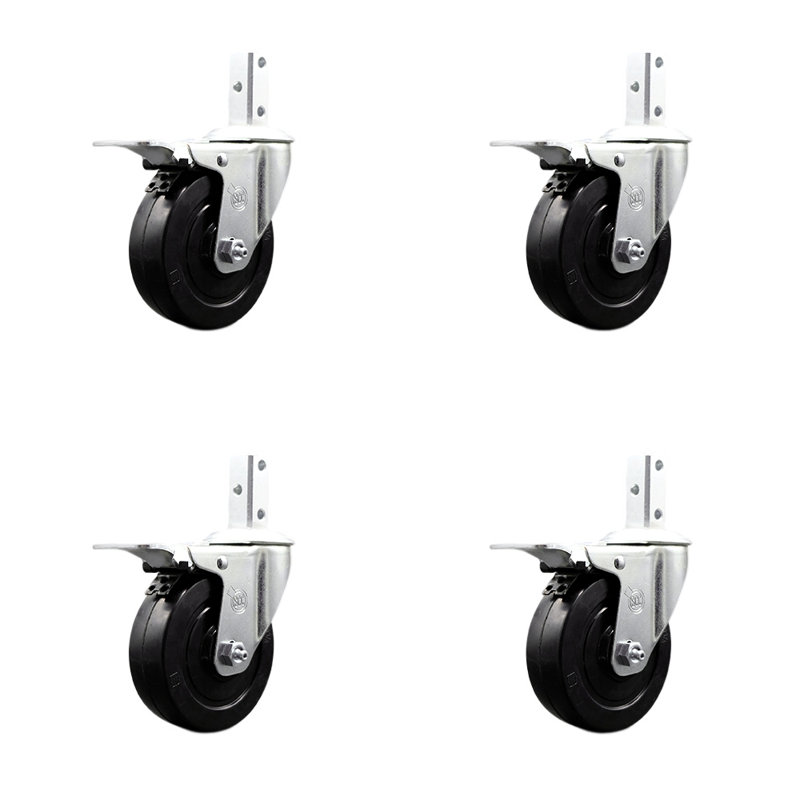Soft Swivel / Square Stem Caster Set Total Lock Brake
