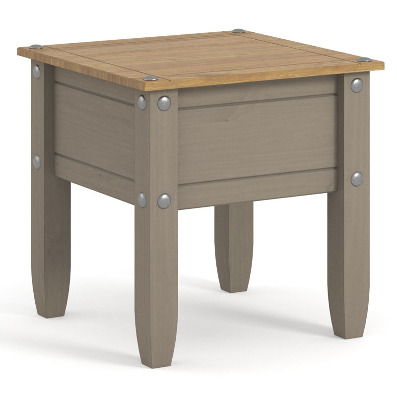 Hughestown Side Lamp Table, Solid Pine, Wax Finish, Corona design, Grey