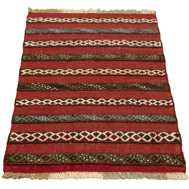 Tapis rouge foncé en laine noué à la main Fricks