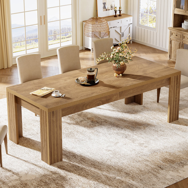 78.7-inch Rectangle Dining Table For 6, Long Dinner Table For Kitchen, Dining Room, Brown