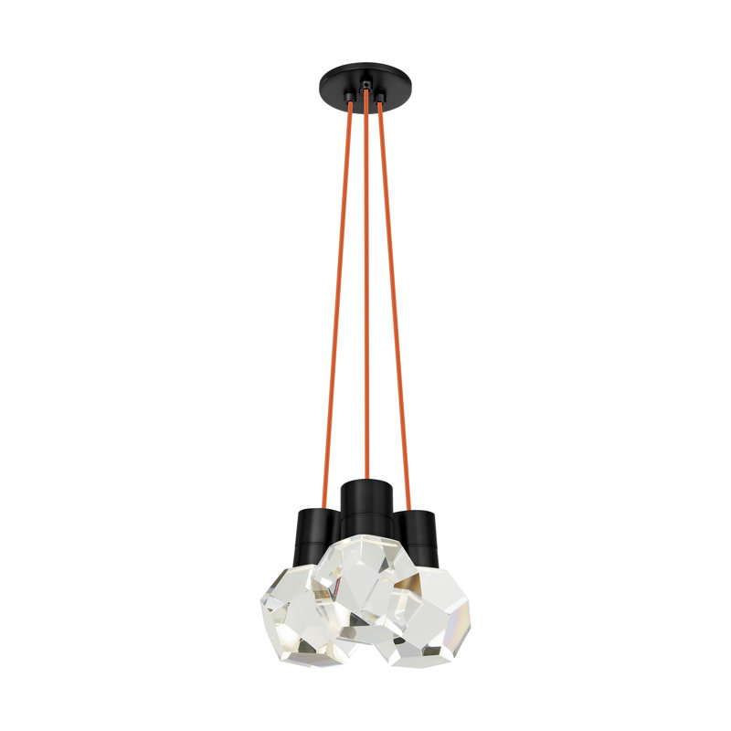 Kira 3 - Light LED Pendant, Black/Orange