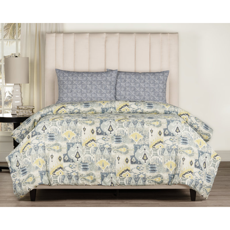  Magnolia Home Fashions Jambi Tide 100% Cotton Luxury Duvet Cover Set, 3, Full / Double
