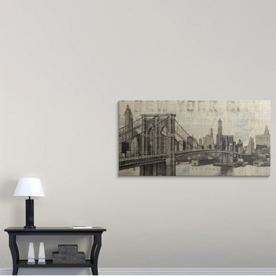 «Raison Vintage NY Brooklyn Bridge Skyline» par Michael Mullan, impression