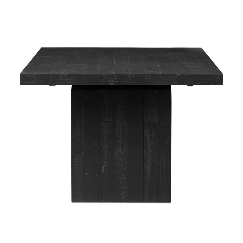 Matthes Solid Wood Dining Table, Aged Black Pine