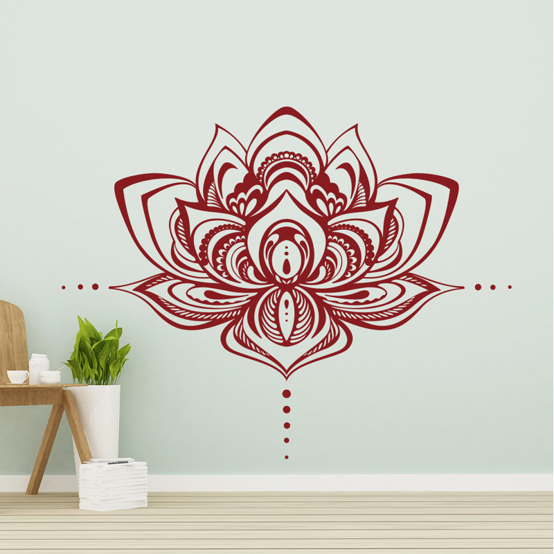 Adhésif décoratif fleur de lotus, 28 po x 36 po, Bourgogne