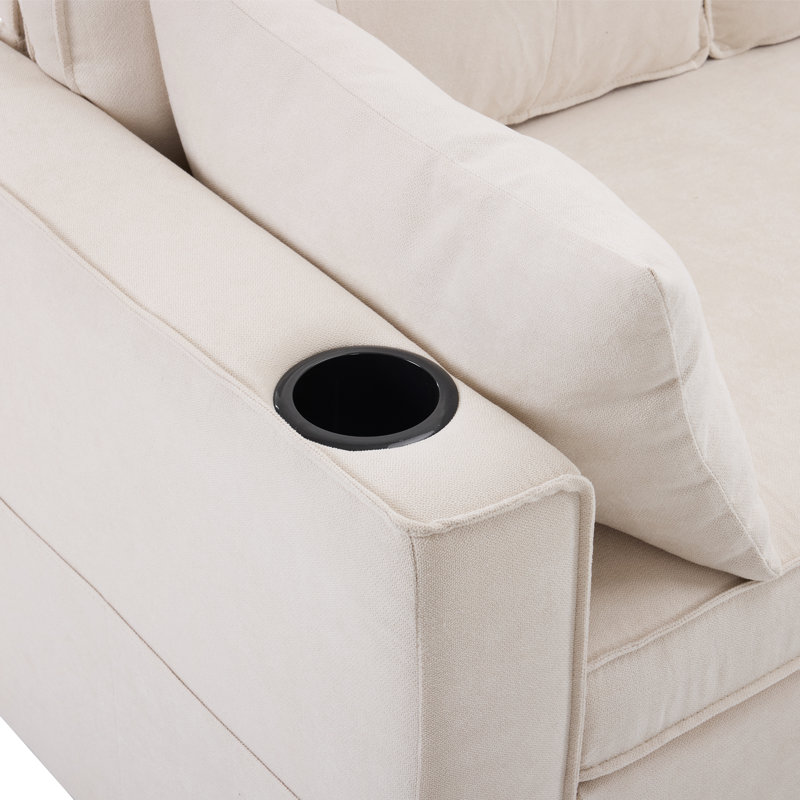 L Shaped Sofa 2 - Piece Upholstered Sofa & Chaise , White