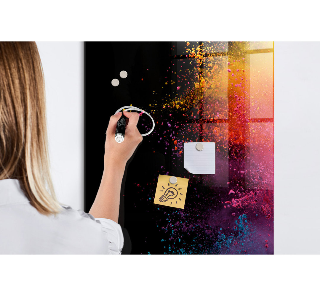 Magnetic Memo Board Whiteboard - 60 x 120 cm - With Marker and Magnets - Colorful powder
