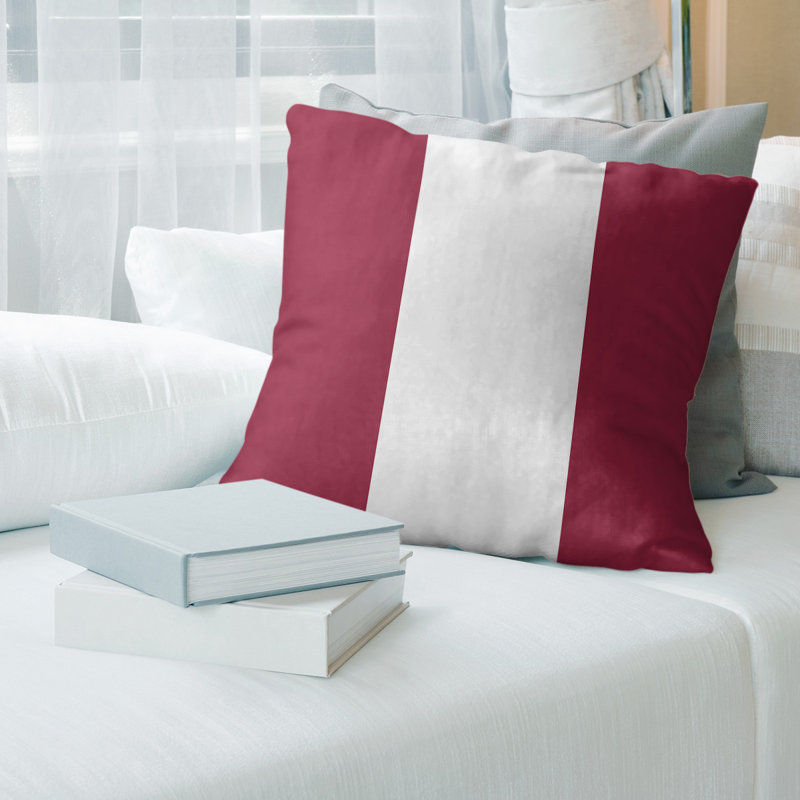 Housse de coussin en football arizona, 14 po x 14 po, Rouge / Blanc, Polyester filé