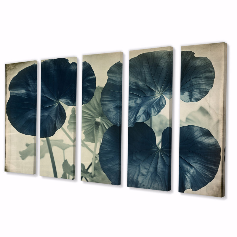 «Ginko Leaves In The Wild Blue», reproduction d'art sur toile - 5 panneaux égaux