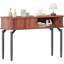 Console cannelée avec rangement, canapé en bois avec porte coulissante, table d'entrée avec espace de rangement pour le salon-660429175