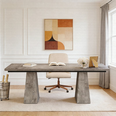 Bureau de direction 63 po - Bureau d'ordinateur moderne avec base à double piédestal