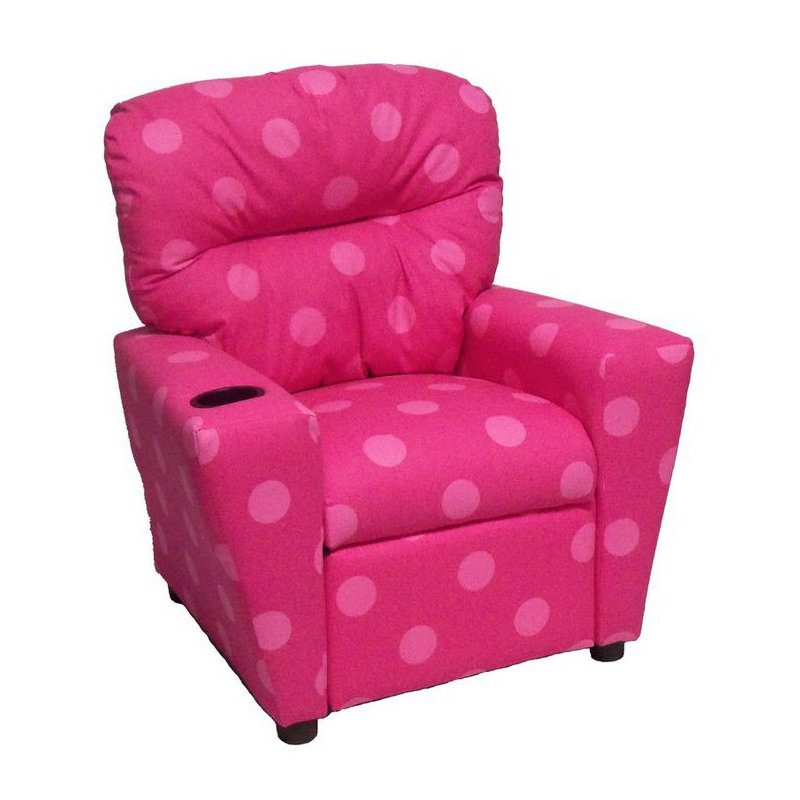 Kids 13'' Recliner Chair and Ottoman, Oxygen Pink