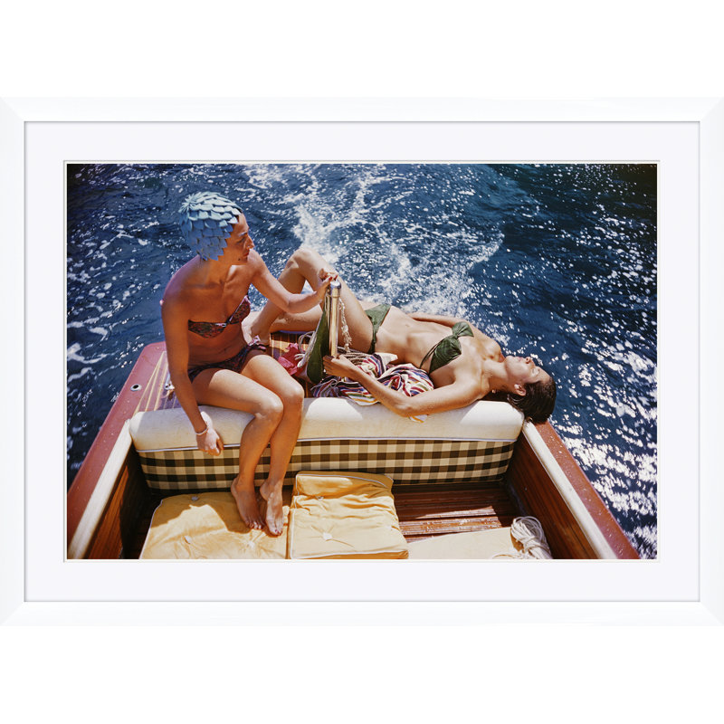 Vuccino And Rava Print by Slim Aarons, White Framed Paper, 43.5" H x 59.5" W x 1.5" D