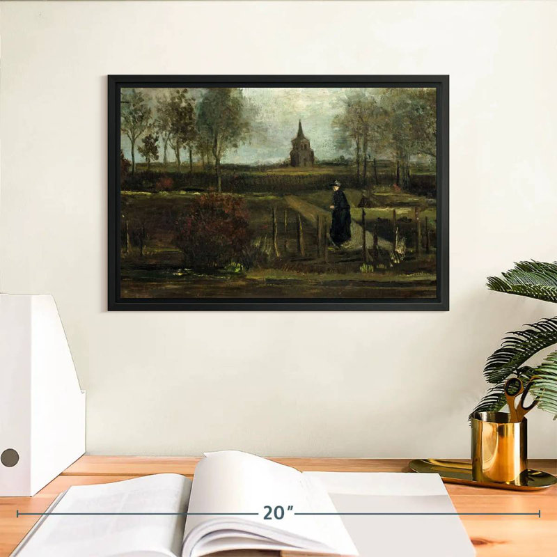 Le jardin Parsonage à Nuenen, 13 po x 9 po, Cadre flottant noir