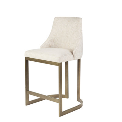 Tabouret de comptoir rembourré de 26 po avec base en métal - Élément décoratif de cuisine moderne, accoudoirs courbés et dossier arrondi, rembourrage en mousse à haute densité
