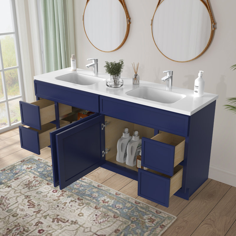 Base de meuble-lavabo double 72 po 72 po, Bleu
