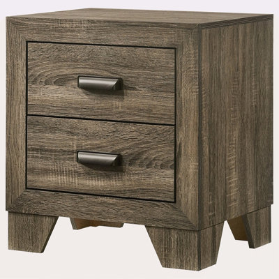 1Pc Transitional 2-Drawer Nightstand With Metal Hardware Rustic Bedroom Furniture