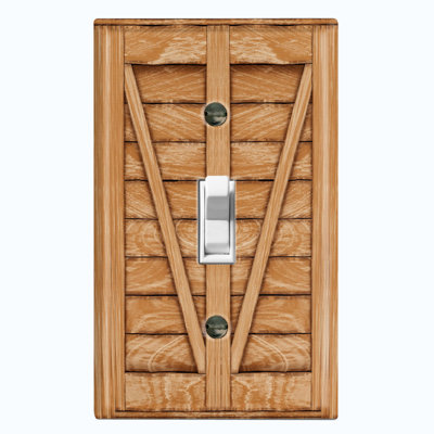 Metal Light Switch Plate Outlet Cover (Brown Wooden Fence Gate Print - Single Toggle)