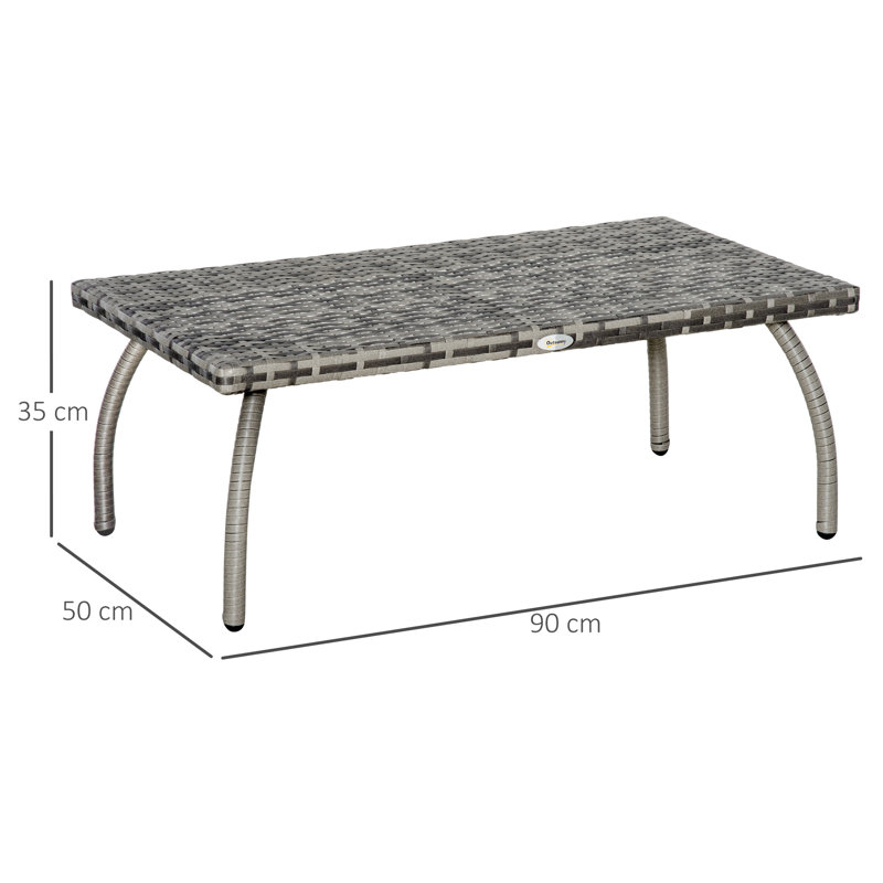 Clivden Rectangular Metal Folding Outdoor Coffee Table , 90cm cm W 50cm cm D