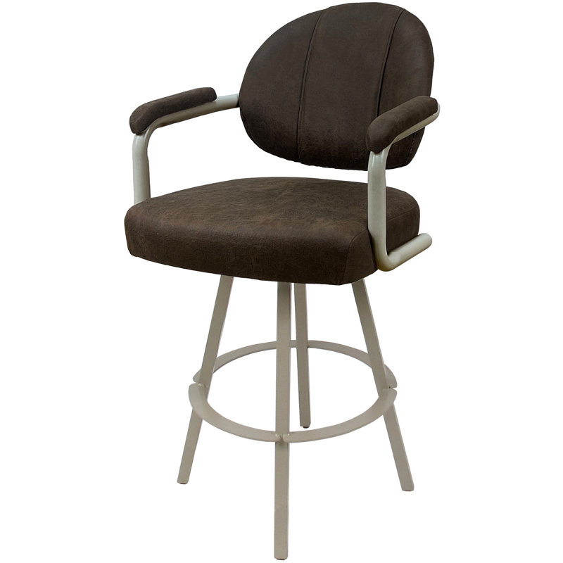 Tabouret de comptoir pivotant 30 po Mahlum, Mélange de polyester brun / cadre beige