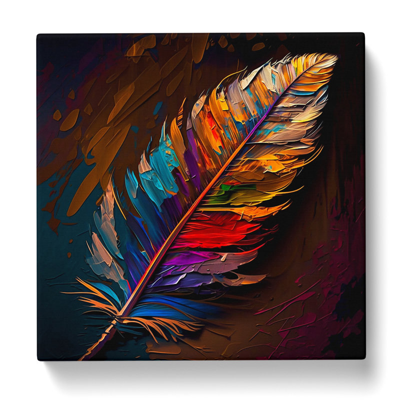 Feather Palette Knife Painting No.1 - Wrapped Canvas, 35cmH x 35cmW