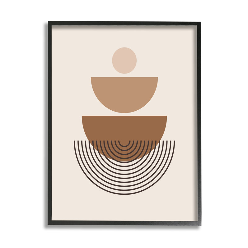 Impression de formes brunes sur fond beige sur bois, H 20 po x l 16 po x P 1,5 po, Giclée encadrée noir minuit
