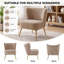 Ensemble de 3 fauteuils d'appoint sans accoudoirs et table d'appoint ronde en bois à plusieurs niveaux pour le salon et la chambre.-406402963