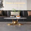 Table basse en métal doré avec plateau en faux marbre fritté