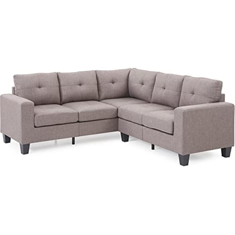 Vegas Upholstered L-Shaped Sectional Symmetrical, Light Gray