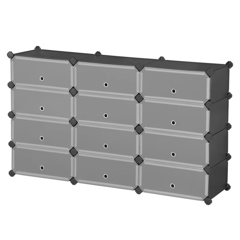 12 Pair Shoe Storage Box, Black