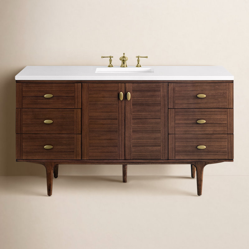 Aliza 60" Single Bathroom Vanity Set, White Zeus, 8" Widespread