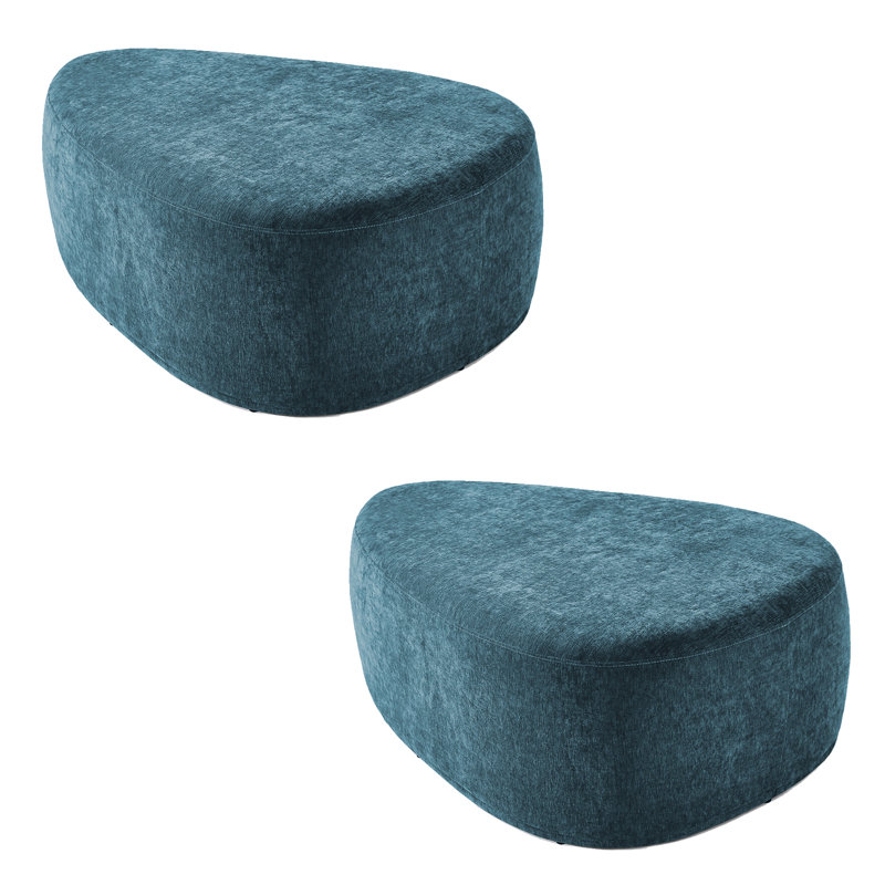 Adna 111.3Cm Wide Triangle Footstool Ottoman, Blue