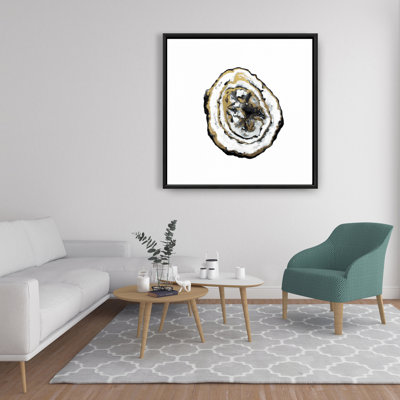Golden Geode - Toile encadrée à formes abstraites pour la décoration intérieure