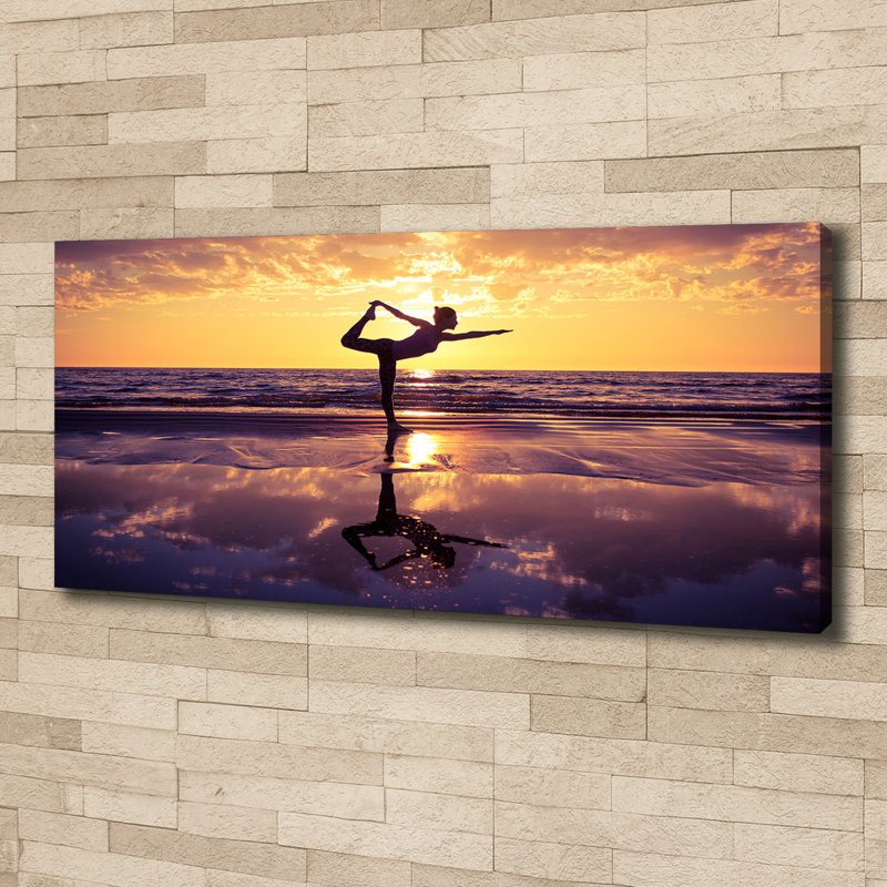 Yoga On The Beach - Wrapped Canvas Print, 50cm H x 125cm W x 2cm D, Canvas