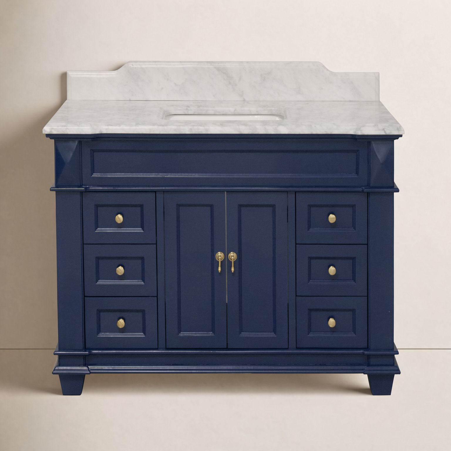 Ensa 48'' Single Bathroom Vanity, Carrara Marble, Royal Blue