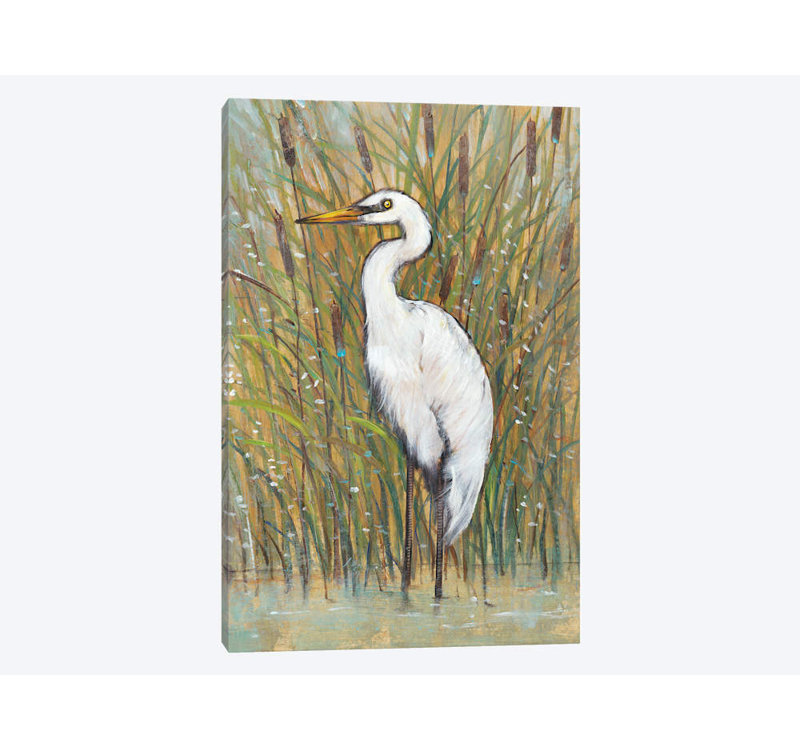 «White Egret I», reproduction sur toile, H 18 po x l 12 po x P 1,5 po, Toile tendue, Pas de tapis