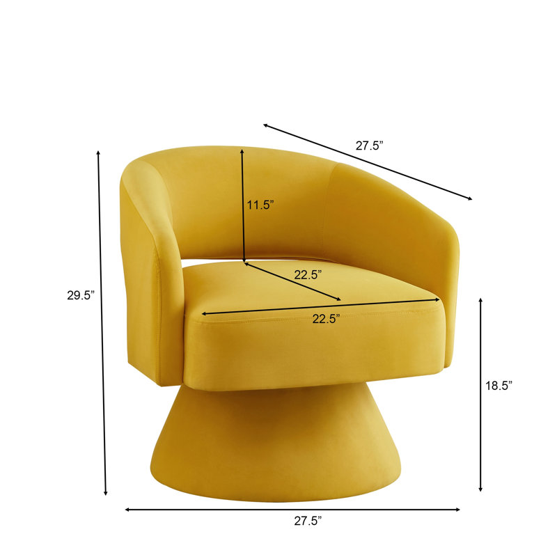 Fauteuil demi-tonneau pivotant Modern, Jaune, Jaune