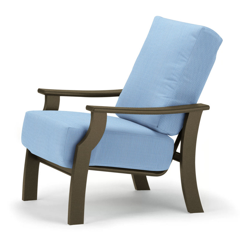 St. Catherine Outdoor Lounge Chair, Textured Beachwood, Canvas Air Blue Sunbrella® Canvas