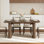 Table de salle à manger en bois, table de salle à manger rectangulaire moderne de 63 po pour 4 à 6 personnes, table de cuisine facile à assembler avec pieds ondulés pour salle à manger, maison, bureau, salle de réunion