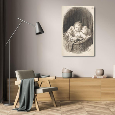 "Child in a Crib" by  Lorenz Frølich - Gallery Wrap Canvas Wall Art