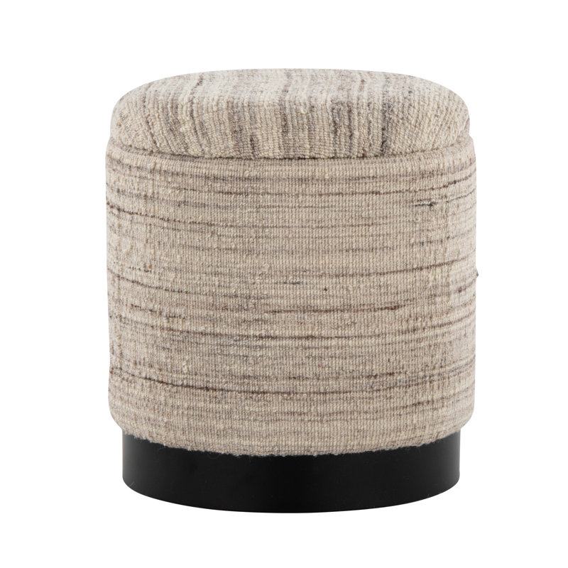Rangement de 18 po en métal noir et laine tissée à la main crème, couvercle amovible, limite de poids de 250 lb, profondeur de produit de 16 po, largeur de la base, profondeur, poids de 13 lb, hauteur de l'emballage de 19,25 po à l'intérieur, couvercle